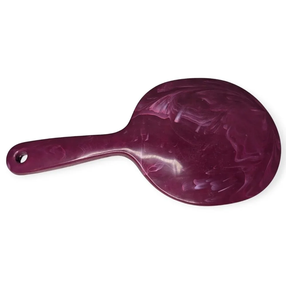 Vintage Plastic Marbled Dark Pink Handheld Mirror